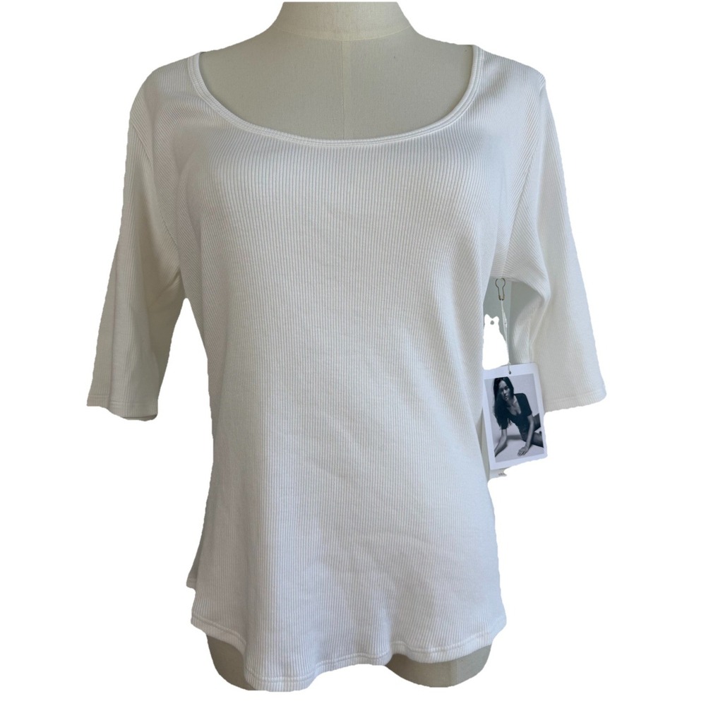 Nation Ltd Lark Deep Scoop Neck Tee Women's‎ EU XL US 12-14 Ribbed Cotton NWT